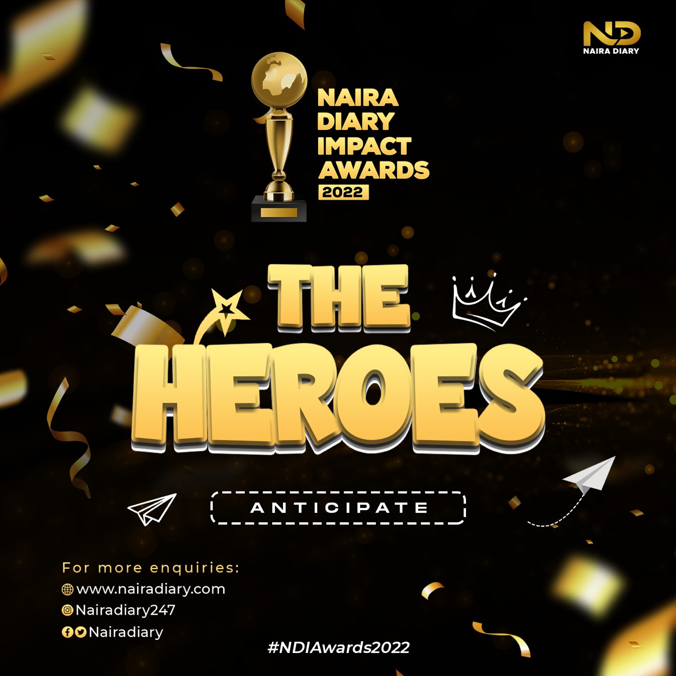 Check out the Categories For Naira Diary Impact Awards 2022